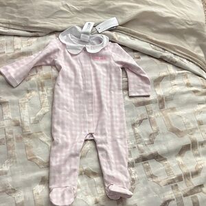 Baby Girls Pink Gingham One-Piece with Peter Pan Collar jacadi
